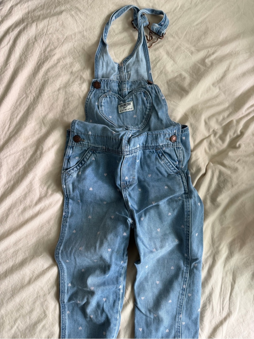 OshKosh B'gosh Light Blue Denim Heart-Pocket Overalls